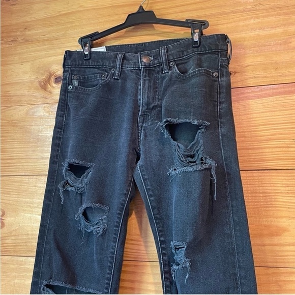 Abercrombie & Fitch Black Distressed Mid Rise Stretchy Skinny Jeans 28 - Picture 3 of 10